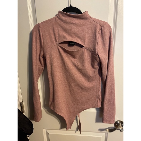 Express  Body Contour Bodysuit Cutout Mock Neck - Picture 2 of 3